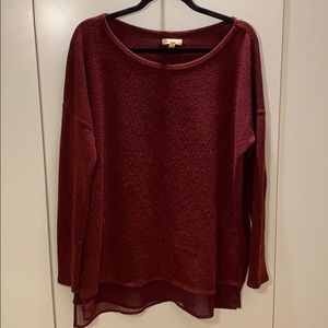 Red Sweater with Mesh Detail